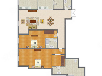2室2厅 250.00平米户型图
