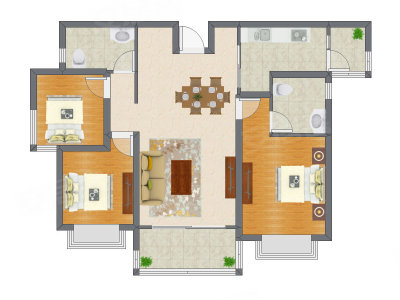 3室2厅 107.06平米户型图