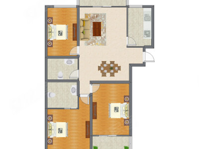 3室2厅 123.62平米