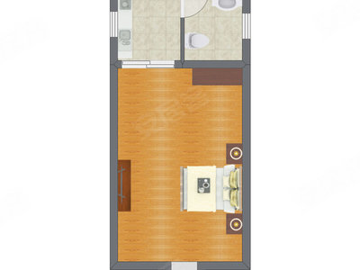 1室1厅 30.30平米户型图