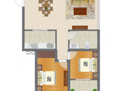 2室2厅 92.22平米户型图