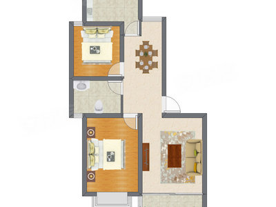 2室2厅 93.69平米户型图