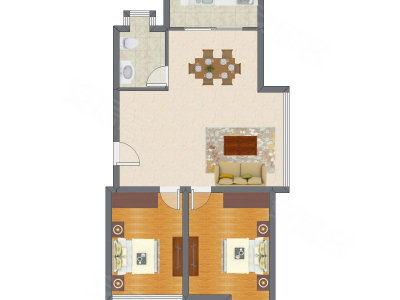 2室2厅 92.50平米