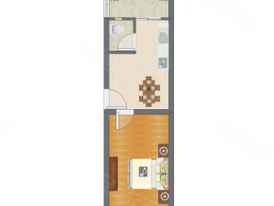 1室1厅 40.39平米户型图