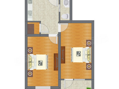 2室0厅 61.29平米户型图
