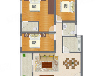 3室2厅 116.80平米户型图