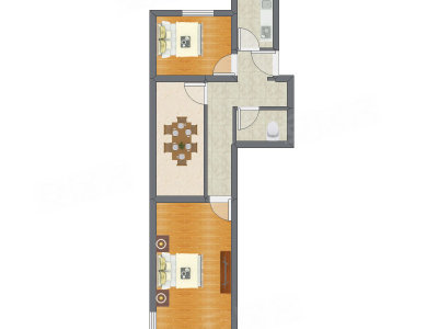 2室1厅 64.15平米