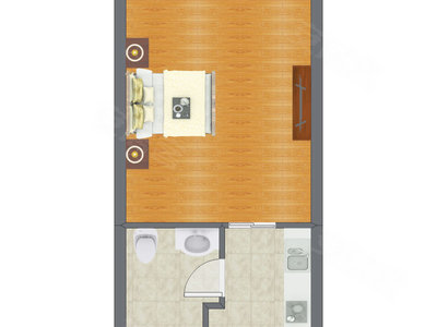 1室0厅 42.96平米户型图
