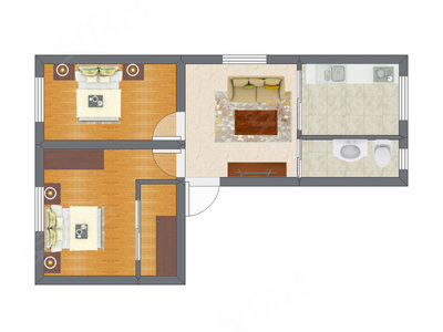 2室1厅 35.99平米