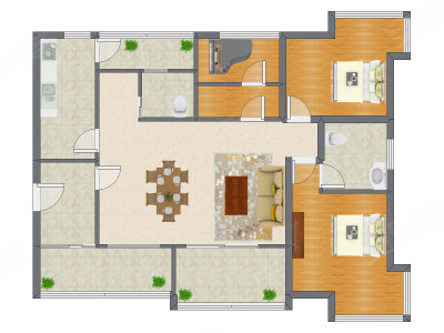 2室2厅 110.78平米户型图
