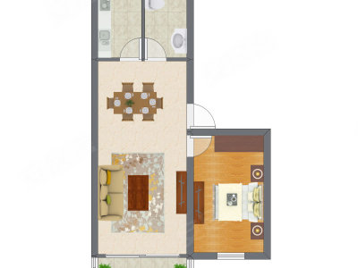 1室2厅 69.00平米户型图