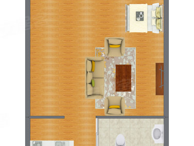 1室1厅 48.15平米户型图