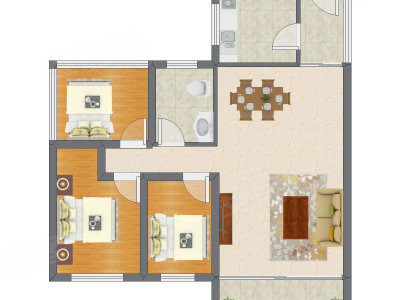 3室2厅 81.00平米户型图