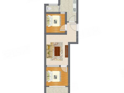 2室1厅 55.54平米户型图