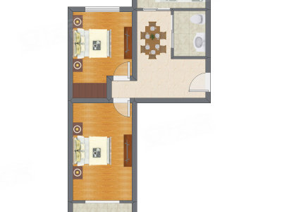 2室1厅 65.65平米