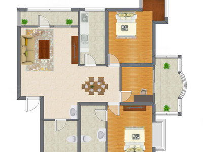 3室2厅 117.91平米户型图