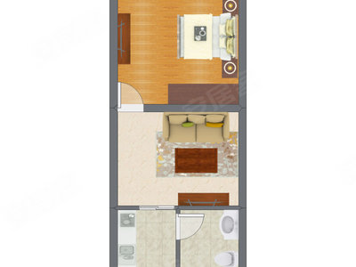 1室1厅 30.60平米户型图