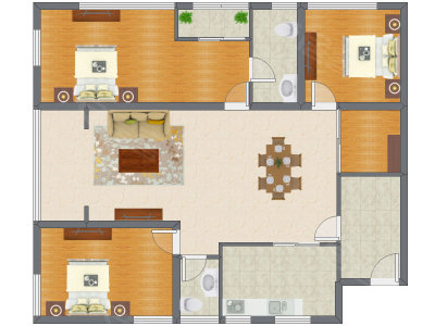 3室2厅 161.63平米户型图