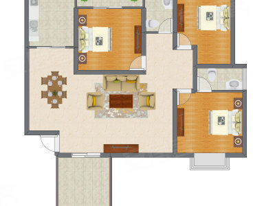 3室2厅 126.47平米