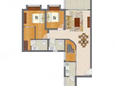 2室2厅 85.16平米
