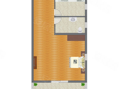 1室1厅 71.70平米户型图