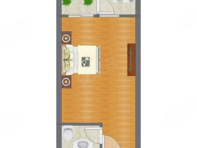 1室0厅 45.72平米户型图