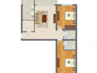 2室1厅 109.58平米