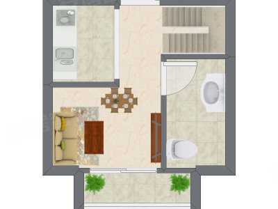 2室2厅 32.00平米户型图