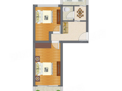 2室2厅 58.50平米户型图