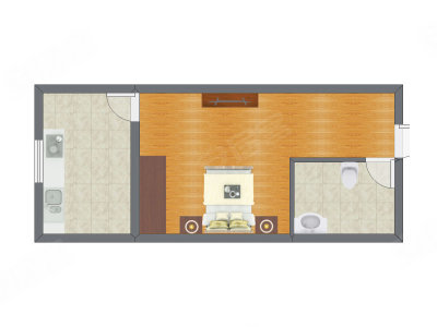 1室1厅 46.35平米户型图
