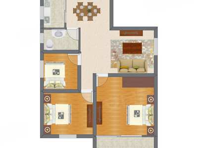 3室2厅 65.76平米