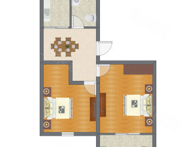 2室1厅 50.05平米