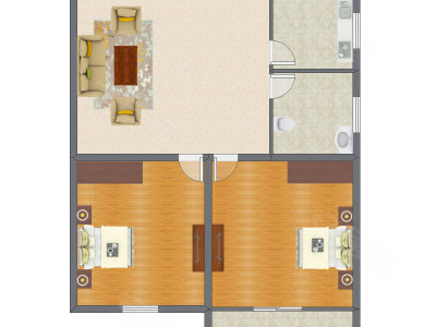 2室1厅 110.00平米户型图