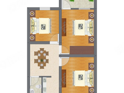 3室1厅 65.55平米