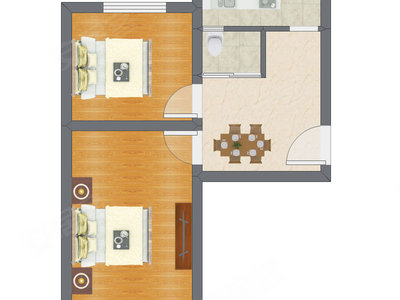2室1厅 45.53平米