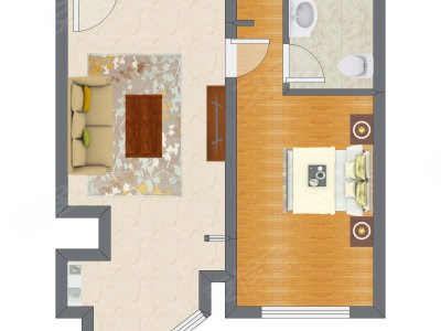 1室1厅 69.54平米户型图