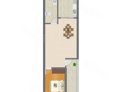 1室1厅 47.11平米