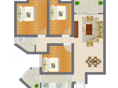 3室2厅 94.28平米户型图
