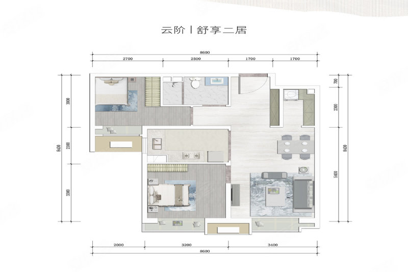 北清云际(新房)2室2厅1卫83㎡南515万