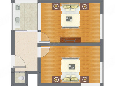 2室1厅 47.73平米户型图