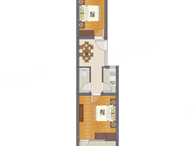 2室1厅 36.84平米户型图