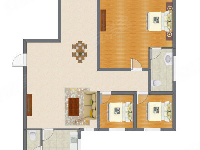 3室1厅 129.00平米