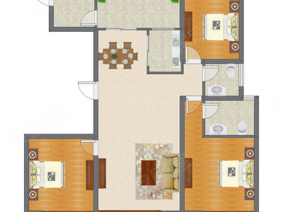 3室2厅 138.85平米户型图