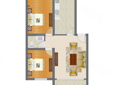 2室1厅 83.38平米户型图