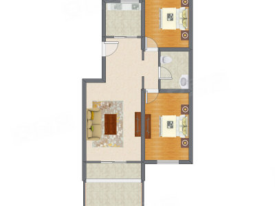 2室1厅 83.72平米户型图