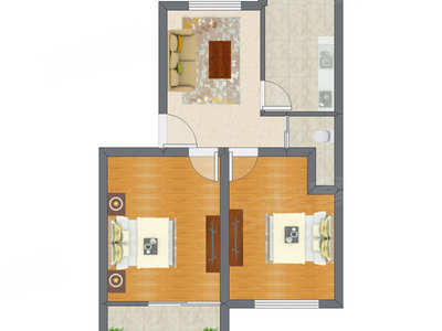 2室1厅 70.32平米户型图