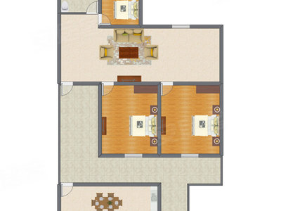 2室2厅 138.26平米户型图