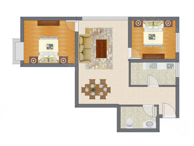 2室2厅 74.50平米户型图