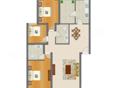 3室2厅 116.46平米户型图