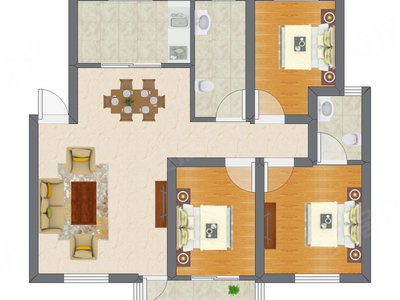 3室2厅 54.85平米